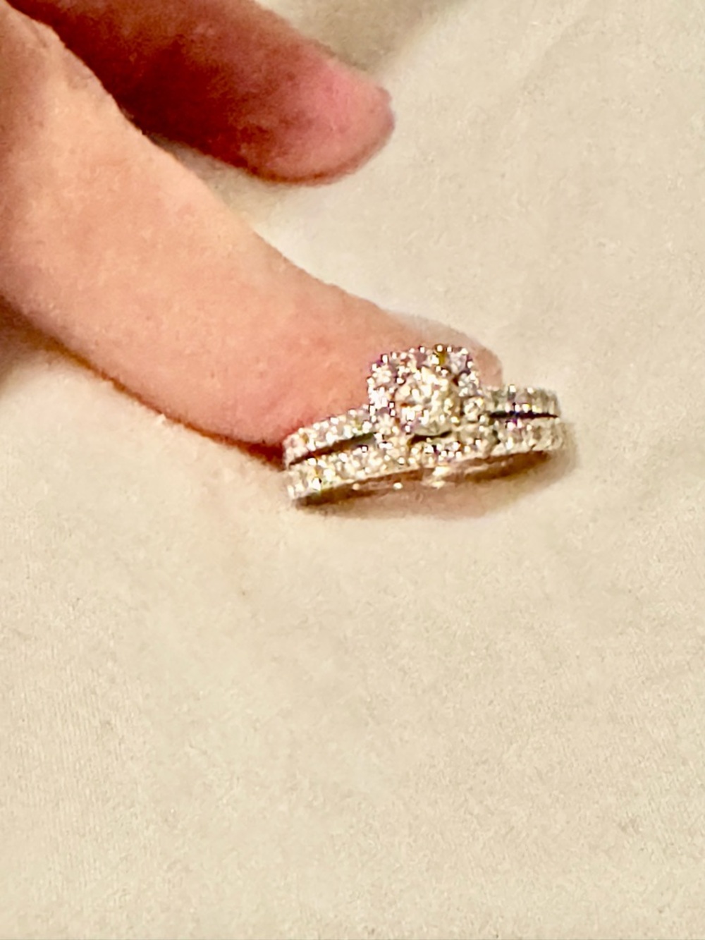 Kay Jewelers Silver-Tone Halo Engagement Ring Set with White Stones - Picture 3 of 10